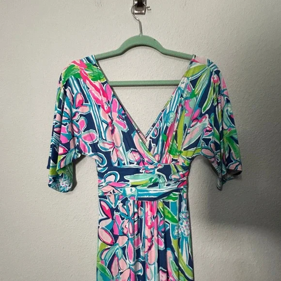 Lilly Pulitzer Parigi Stretch Maxi Dress Style 23900 Kimono Sleeve XXS Stretch - Picture 9 of 11